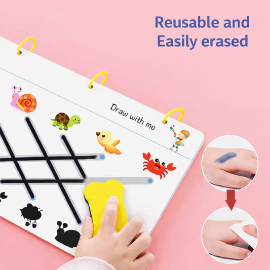 Tiny Traces Dot-to-Dot Tracing Kit | Reusable tracing workbook with markers | Age 3-5 years| Paalan