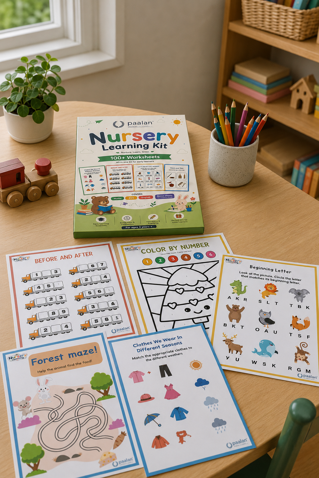 Nursery Learning Kit | For Kids of 3+ Years | 100+ Educational Worksheets | Maths, English, EVS & Creative Activities