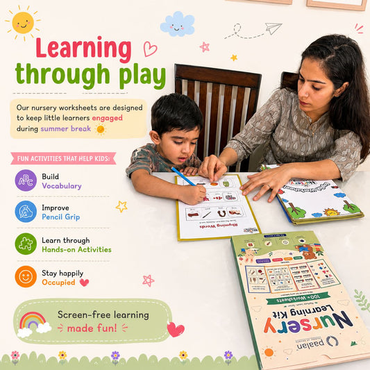 Nursery Learning Kit | For Kids of 3+ Years | 100+ Educational Worksheets | Maths, English, EVS & Creative Activities