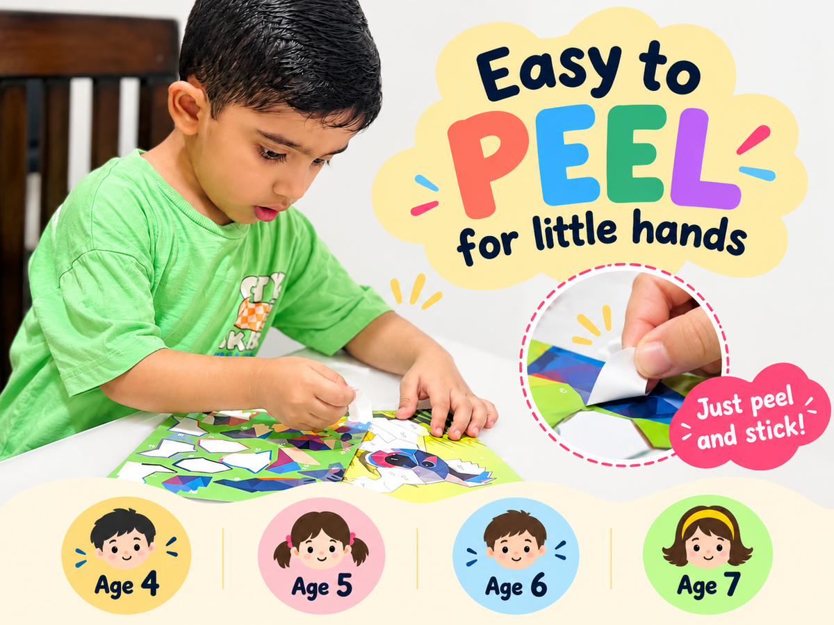 Peel & Stick | Sticker Activity | 8 Animal Cards | Age 4,5,6,7 |