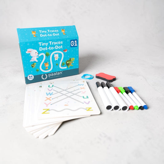 Tiny Traces Dot-to-Dot Tracing Kit | Reusable tracing workbook with markers | Age 3-5 years