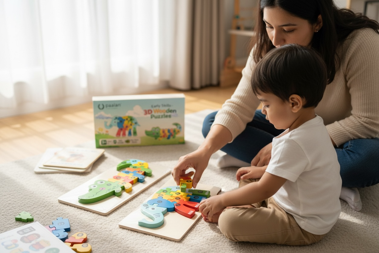 3D Wooden Animal Puzzle Set of 2 | For Age 2+ Years | Montessory Educational Toy