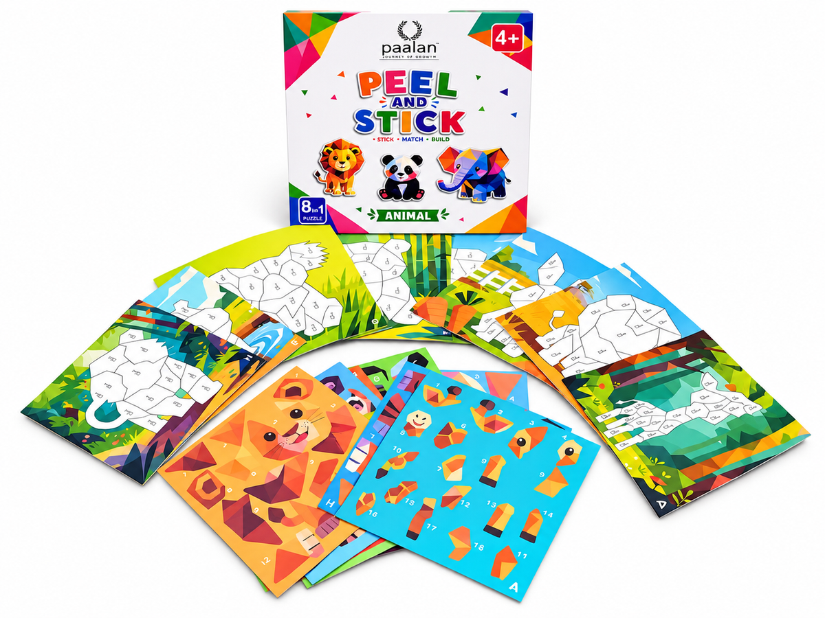 Peel & Stick | Sticker Activity | 8 Animal Cards | Age 4,5,6,7 |