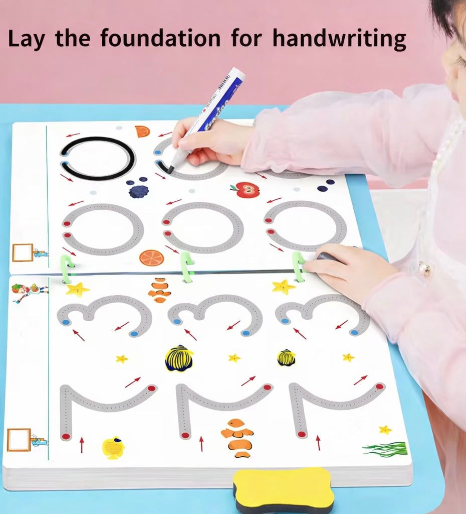 Tiny Traces Dot-to-Dot Tracing Kit | Reusable tracing workbook with markers | Age 3-5 years| Paalan