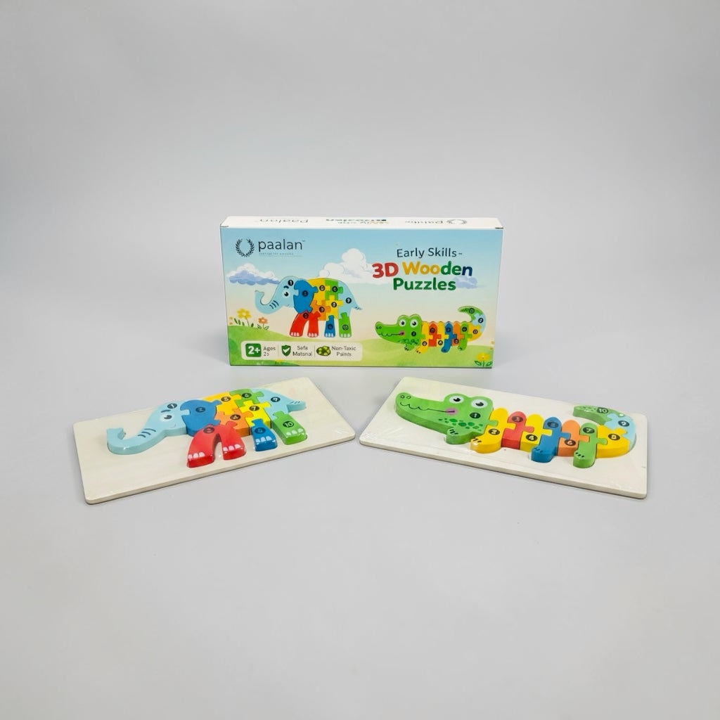 3D Wooden Animal Puzzle Set of 2 | For Age 2+ Years | Montessory Educational Toy
