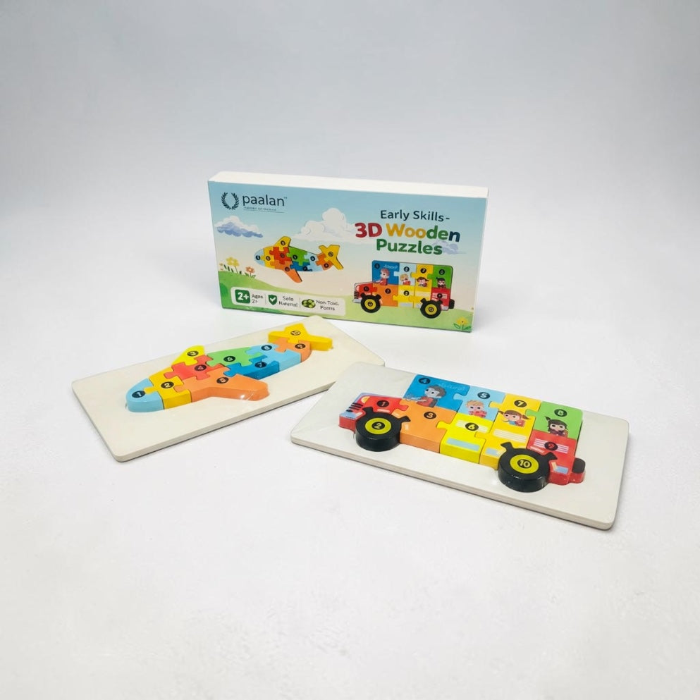 3D Wooden Transport Puzzle Set of 2 | For Age 2+ Years | Montessory Educational Toy