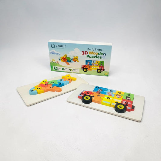 3D Wooden Transport Puzzle Set of 2 | For Age 2+ Years | Montessory Educational Toy